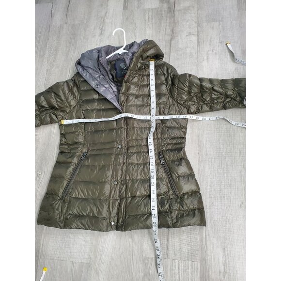 Vince Camuto Duck Down/Nylon Olive Green Puffer Jacket Hoodie Women's True Sz 10 - Picture 10 of 11